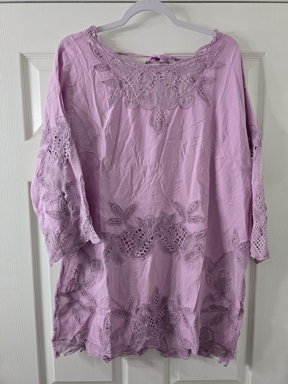 NWT Celandine Linen Lace Mini T-Shirt Dress - Small